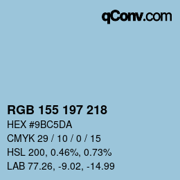 Color code: RGB 155 197 218 | qconv.com