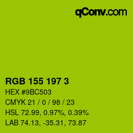 颜色代码: RGB 155 197 3 | qconv.com