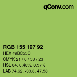 Color code: RGB 155 197 92 | qconv.com