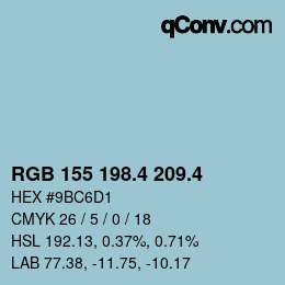 カラーコード: RGB 155 198.4 209.4 | qconv.com