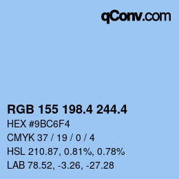 カラーコード: RGB 155 198.4 244.4 | qconv.com
