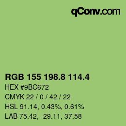 カラーコード: RGB 155 198.8 114.4 | qconv.com
