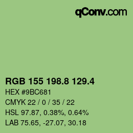 カラーコード: RGB 155 198.8 129.4 | qconv.com