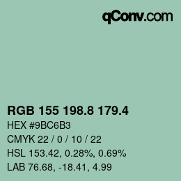 カラーコード: RGB 155 198.8 179.4 | qconv.com