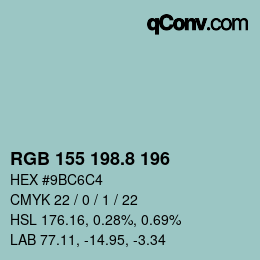 カラーコード: RGB 155 198.8 196 | qconv.com