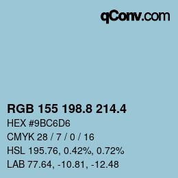 カラーコード: RGB 155 198.8 214.4 | qconv.com