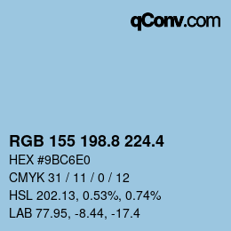 カラーコード: RGB 155 198.8 224.4 | qconv.com