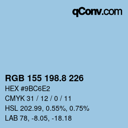 カラーコード: RGB 155 198.8 226 | qconv.com