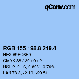 カラーコード: RGB 155 198.8 249.4 | qconv.com