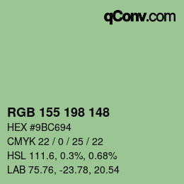 カラーコード: RGB 155 198 148 | qconv.com