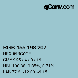 颜色代码: RGB 155 198 207 | qconv.com