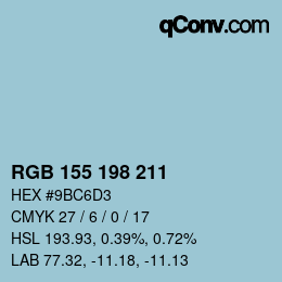 Color code: RGB 155 198 211 | qconv.com