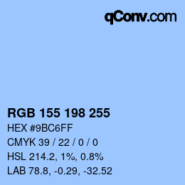 Color code: RGB 155 198 255 | qconv.com