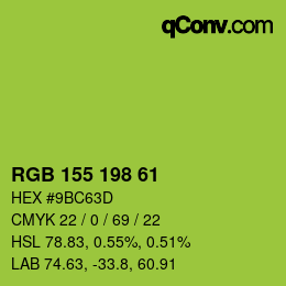 Color code: RGB 155 198 61 | qconv.com