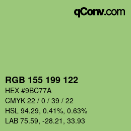 颜色代码: RGB 155 199 122 | qconv.com
