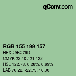 颜色代码: RGB 155 199 157 | qconv.com