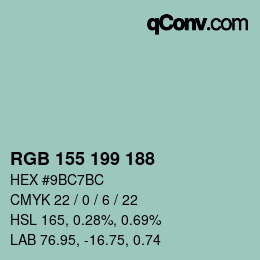 Color code: RGB 155 199 188 | qconv.com