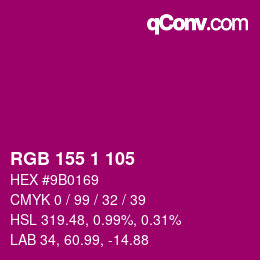 Farbcode: RGB 155 1 105 | qconv.com