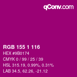 Color code: RGB 155 1 116 | qconv.com