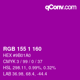 Color code: RGB 155 1 160 | qconv.com