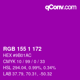 カラーコード: RGB 155 1 172 | qconv.com