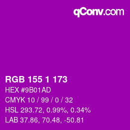 颜色代码: RGB 155 1 173 | qconv.com