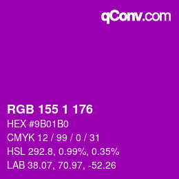 カラーコード: RGB 155 1 176 | qconv.com