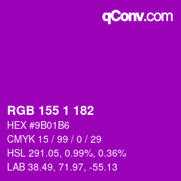 Color code: RGB 155 1 182 | qconv.com