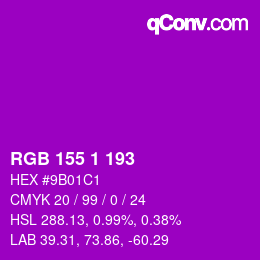 カラーコード: RGB 155 1 193 | qconv.com