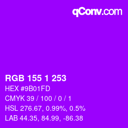 Color code: RGB 155 1 253 | qconv.com