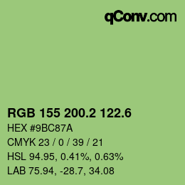 カラーコード: RGB 155 200.2 122.6 | qconv.com