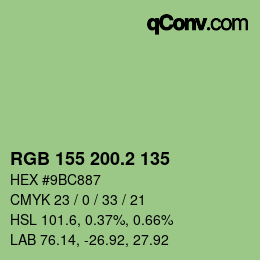 カラーコード: RGB 155 200.2 135 | qconv.com