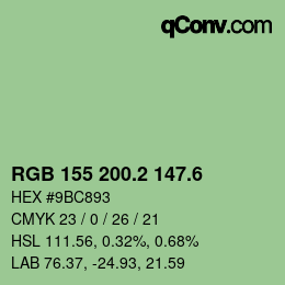 カラーコード: RGB 155 200.2 147.6 | qconv.com