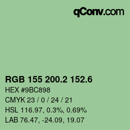 カラーコード: RGB 155 200.2 152.6 | qconv.com