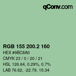 カラーコード: RGB 155 200.2 160 | qconv.com