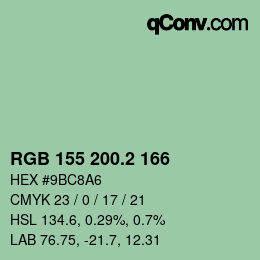 カラーコード: RGB 155 200.2 166 | qconv.com