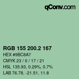 カラーコード: RGB 155 200.2 167 | qconv.com