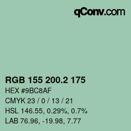 カラーコード: RGB 155 200.2 175 | qconv.com