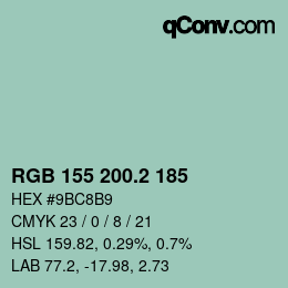 カラーコード: RGB 155 200.2 185 | qconv.com