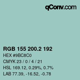 カラーコード: RGB 155 200.2 192 | qconv.com