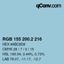 カラーコード: RGB 155 200.2 216 | qconv.com