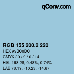 カラーコード: RGB 155 200.2 220 | qconv.com