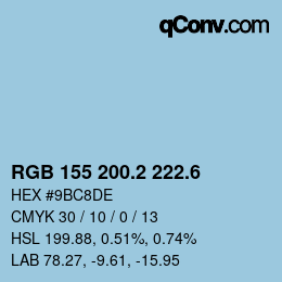 カラーコード: RGB 155 200.2 222.6 | qconv.com