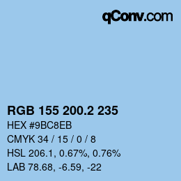 カラーコード: RGB 155 200.2 235 | qconv.com