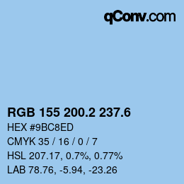 カラーコード: RGB 155 200.2 237.6 | qconv.com