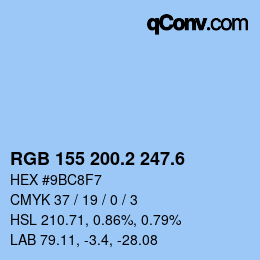 カラーコード: RGB 155 200.2 247.6 | qconv.com