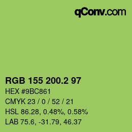 カラーコード: RGB 155 200.2 97 | qconv.com