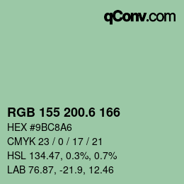 カラーコード: RGB 155 200.6 166 | qconv.com