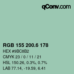 カラーコード: RGB 155 200.6 178 | qconv.com