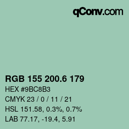 カラーコード: RGB 155 200.6 179 | qconv.com